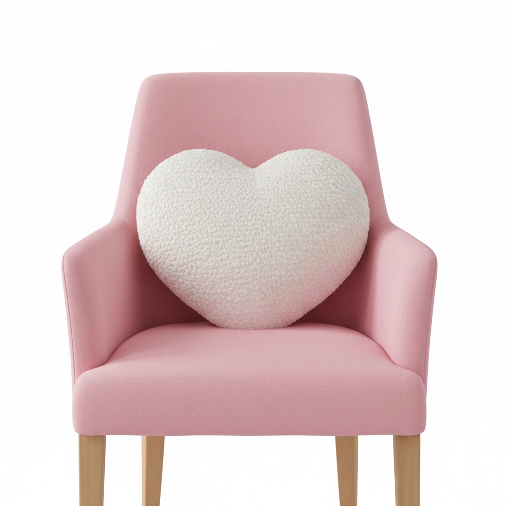 Heart pillow in ivory Boucle