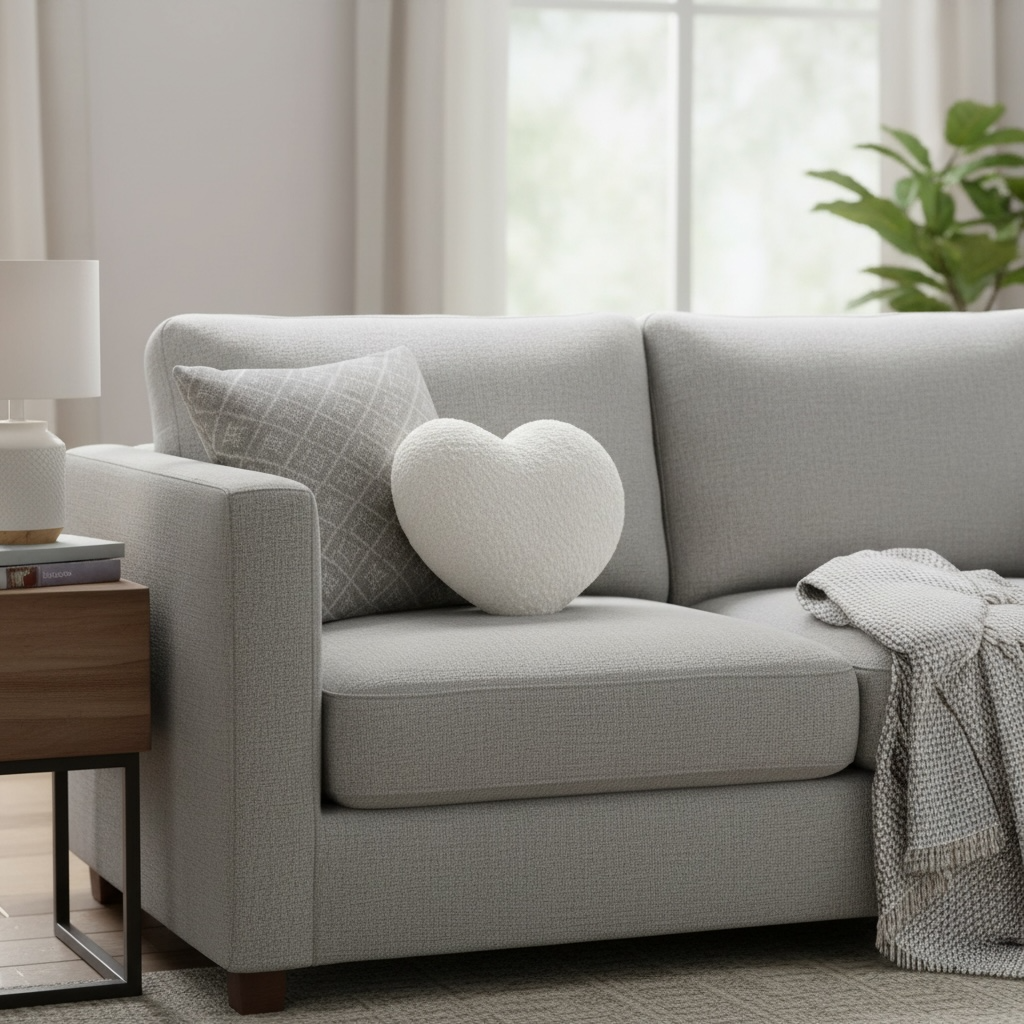 Heart pillow in ivory Boucle